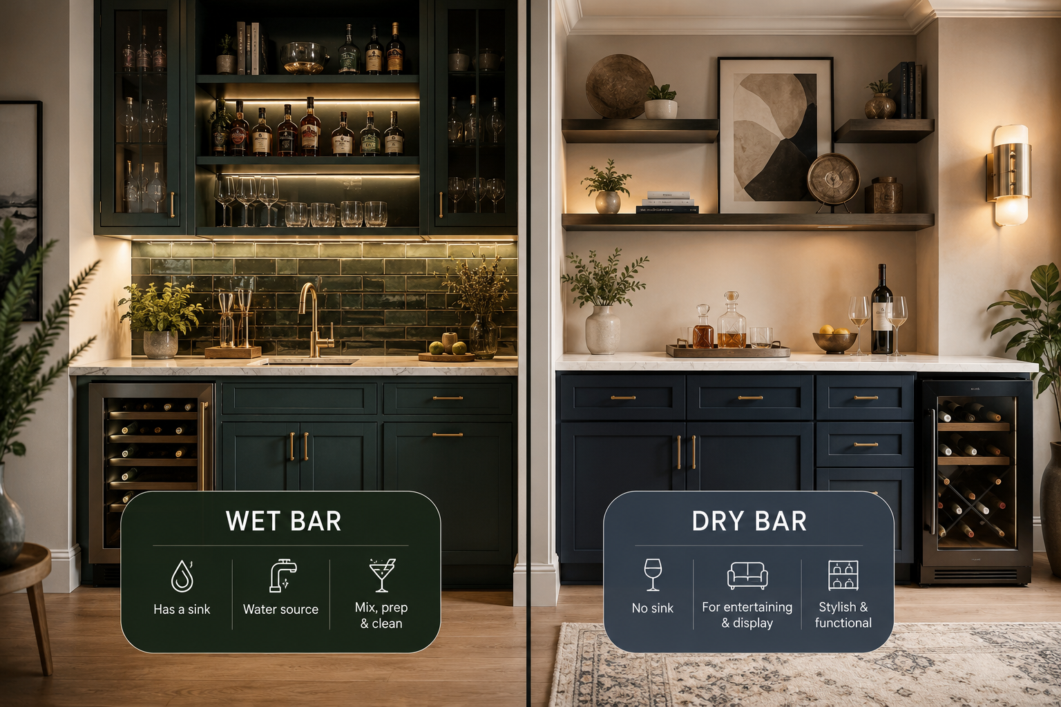 Wet Bar vs Dry Bar: The Real Difference, Cost, and Which One Fits Your Home