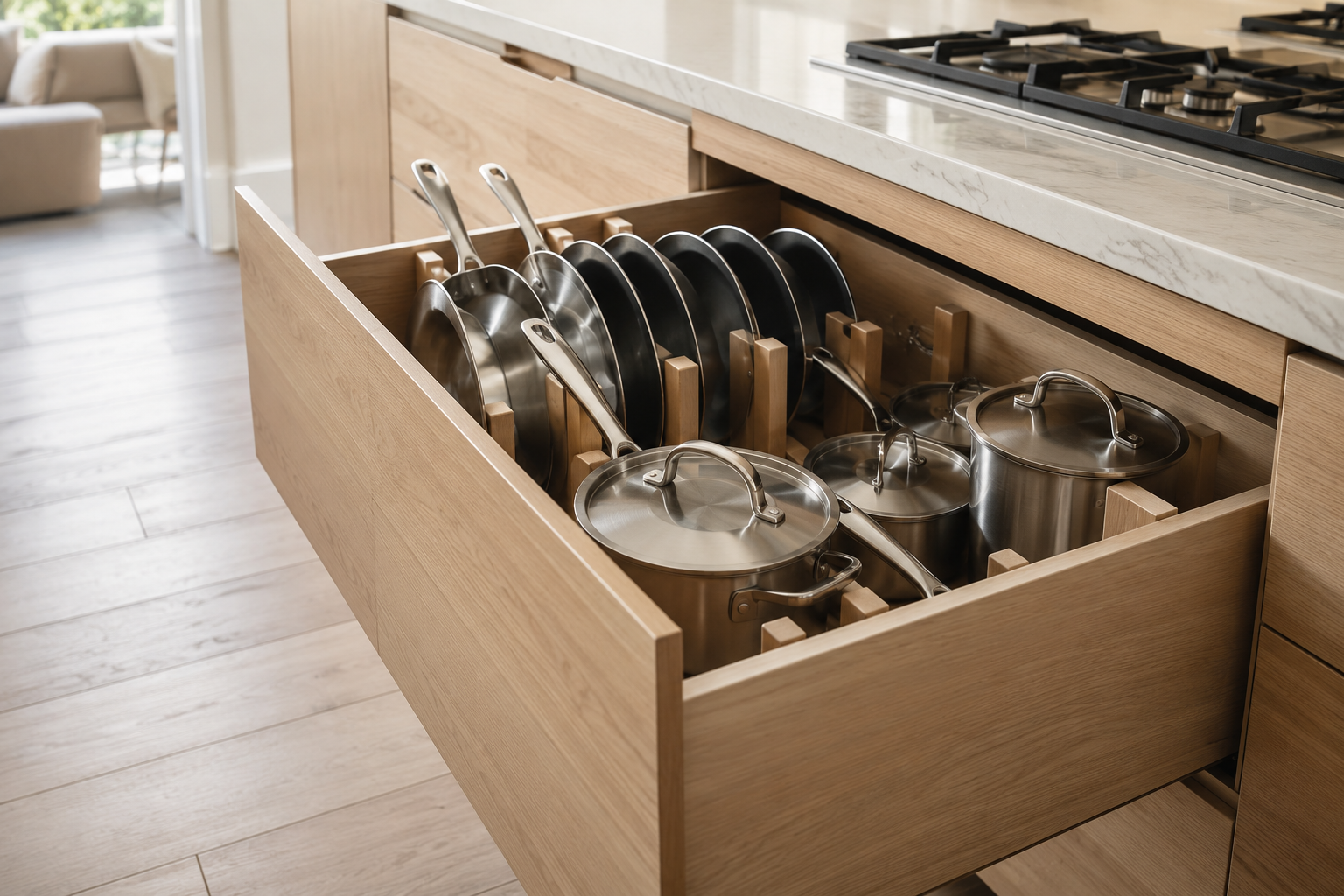 cabinet drawer pots and pans