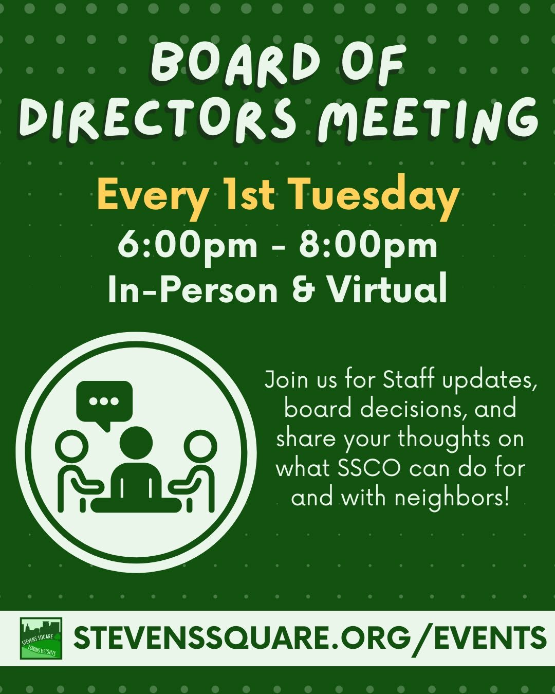 Don't forget to join us TOMORROW for our April Board of Directors meeting!

Get staff and local updates and share your thoughts with the board. 

This meeting is held in person and over zoom. Links and location information can be found on our website
