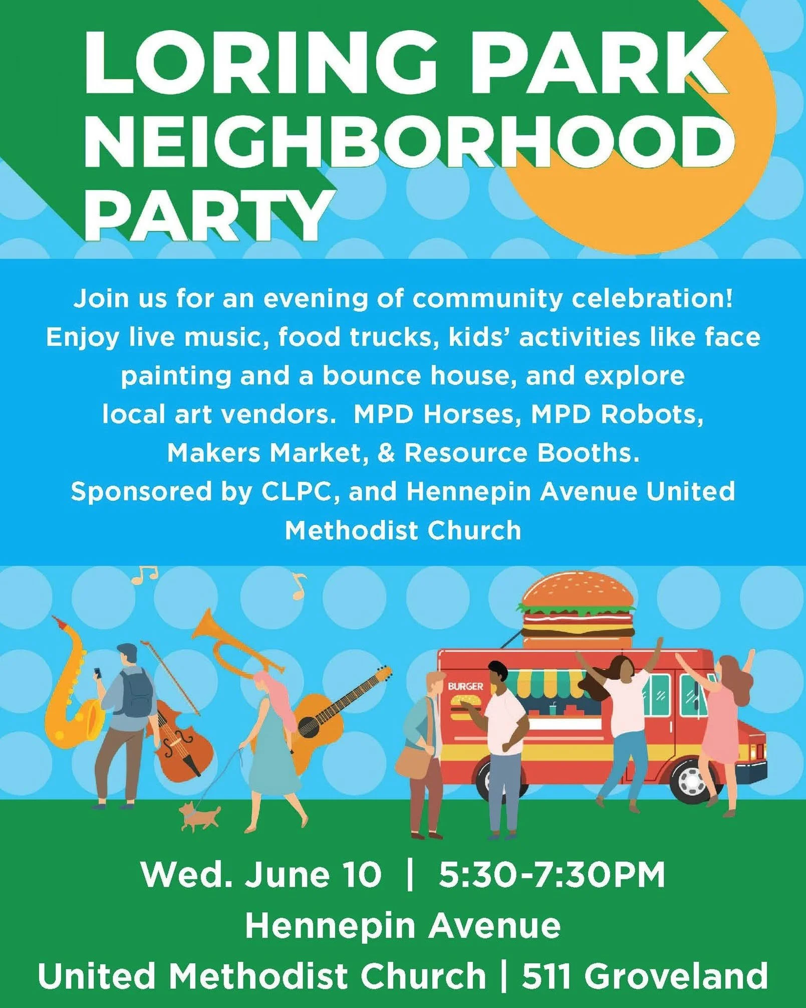 SSCO will be joining the Loring Park Neighborhood Party tomorrow!!

Join us at United Methodist Church (511 Groveland) from 5:30pm - 7:30pm for an evening of community celebration with our neighbors! Enjoy live music, food trucks, kids' activities an