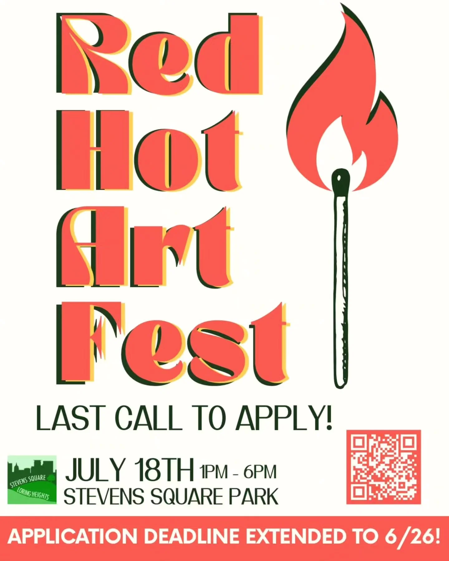 FINAL CALL TO APPLY FOR RED HOT ART!!

We extended the deadline just a bit due to so much interest- get your app in to table, vend, perform, or host a workshop at our neighborhood's biggest event &amp; art fest!

We're excited for this year's assortm