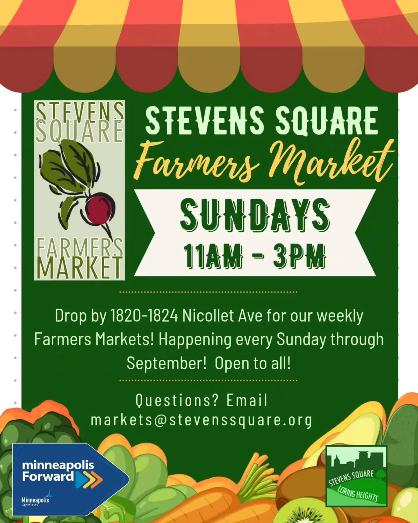 Today is the day- We've officially got our Farmers Market up and running!!!

Stop by the parking lot at 1820 Nicollet Ave Sundays starting today from 11am - 3pm to shop local farmers and vendors!!