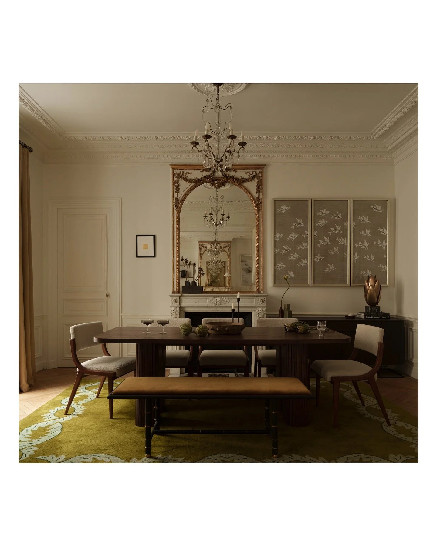 Loved photographing this Paris apartment with Olga Ashby &mdash; our second shoot together in the city. The styling was spot-on as always, making it such a pleasure to capture. From the light hitting the velvet in the dining area to the rich material