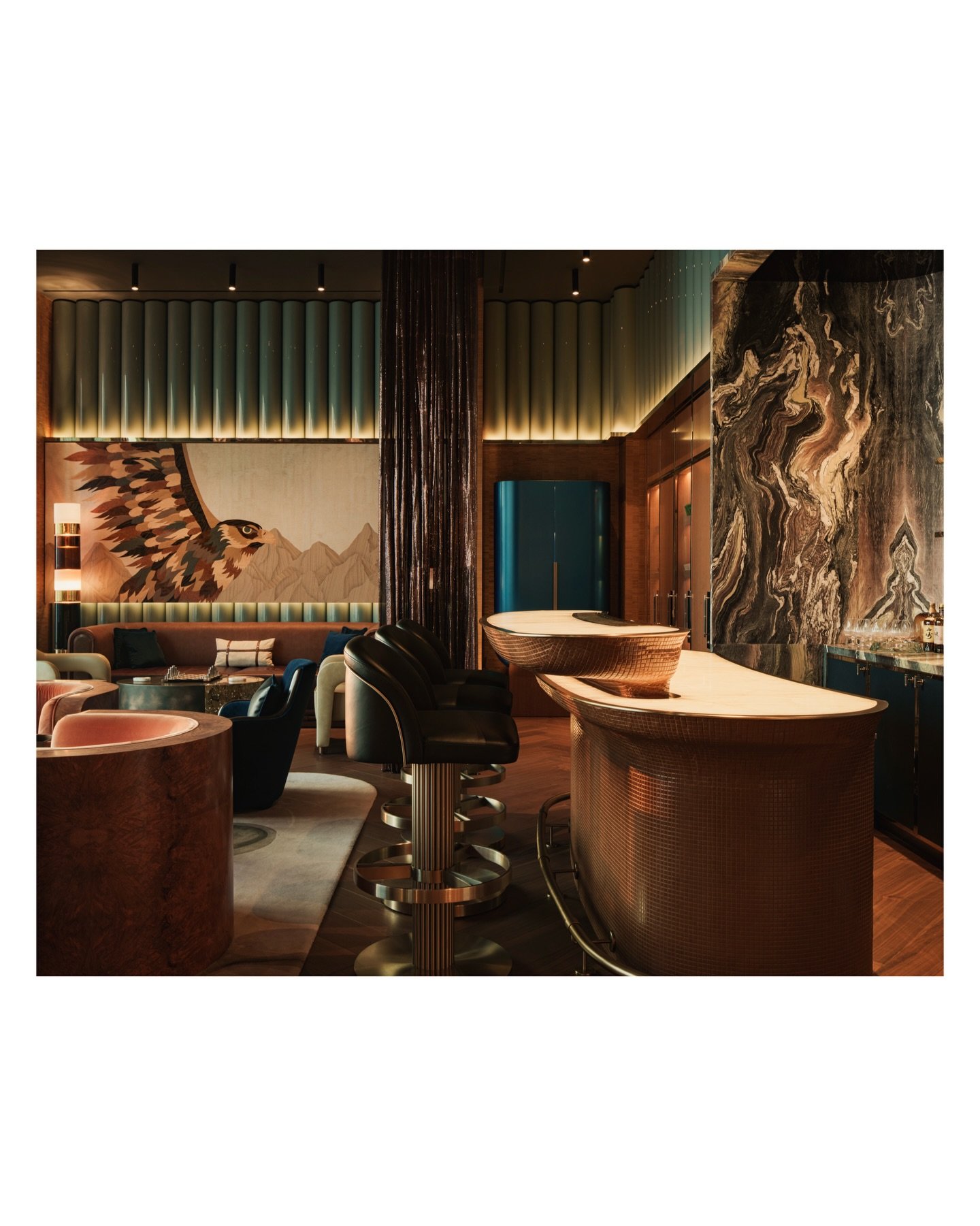 When evening settles, N53 reveals a different mood &mdash; warm, refined, and quietly luxurious. Designed by Bergman Design House as a modern sanctuary for cigar and spirit lovers, framed by Dubai&rsquo;s night lights.

Hotel | @ooonezaabeel
Interior