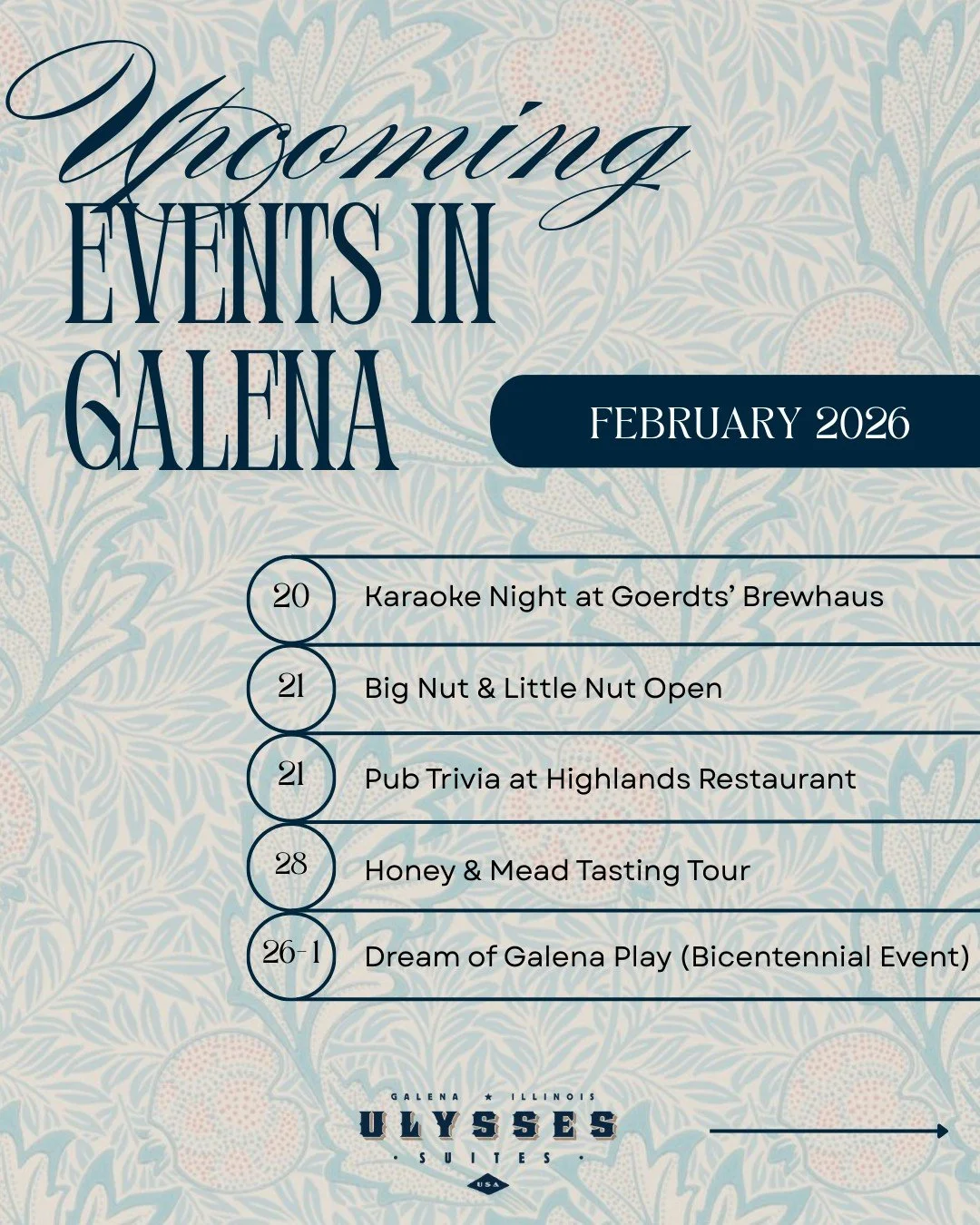 Late February is bringing the fun to Galena! From ski slopes to stage lights (and a little mead in between), there&rsquo;s plenty to plan a winter escape around.

✨ Feb 20 &ndash; Karaoke Night on Fridays
✨ Feb 21 &ndash; Big Nut Little Nut Ski &amp;