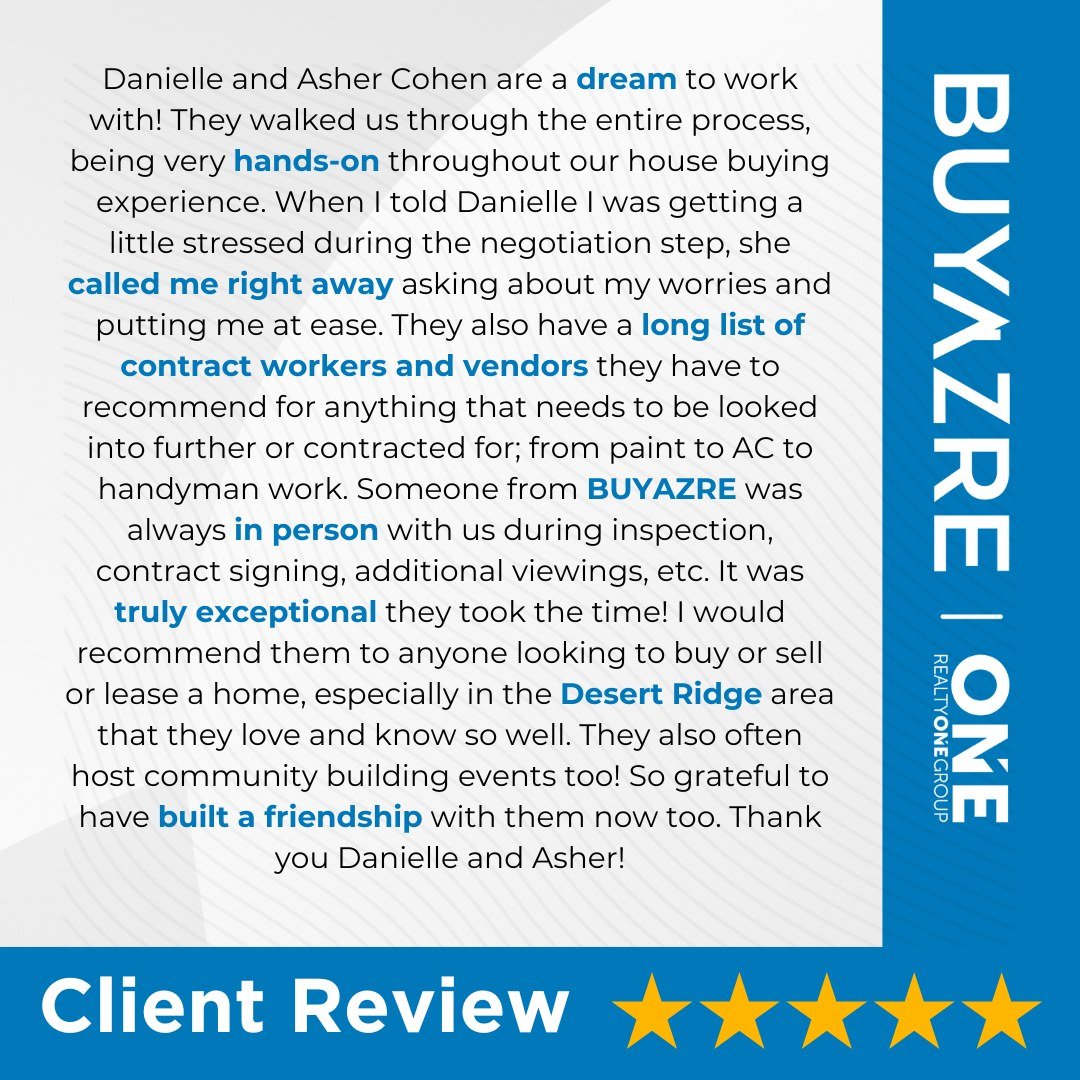 We're thrilled to receive such glowing feedback from our clients! 🌟 

At BUYAZRE, providing exceptional service is our mission. We go above and beyond, guiding clients through every step with personalized care and expertise.

With a trusted network 