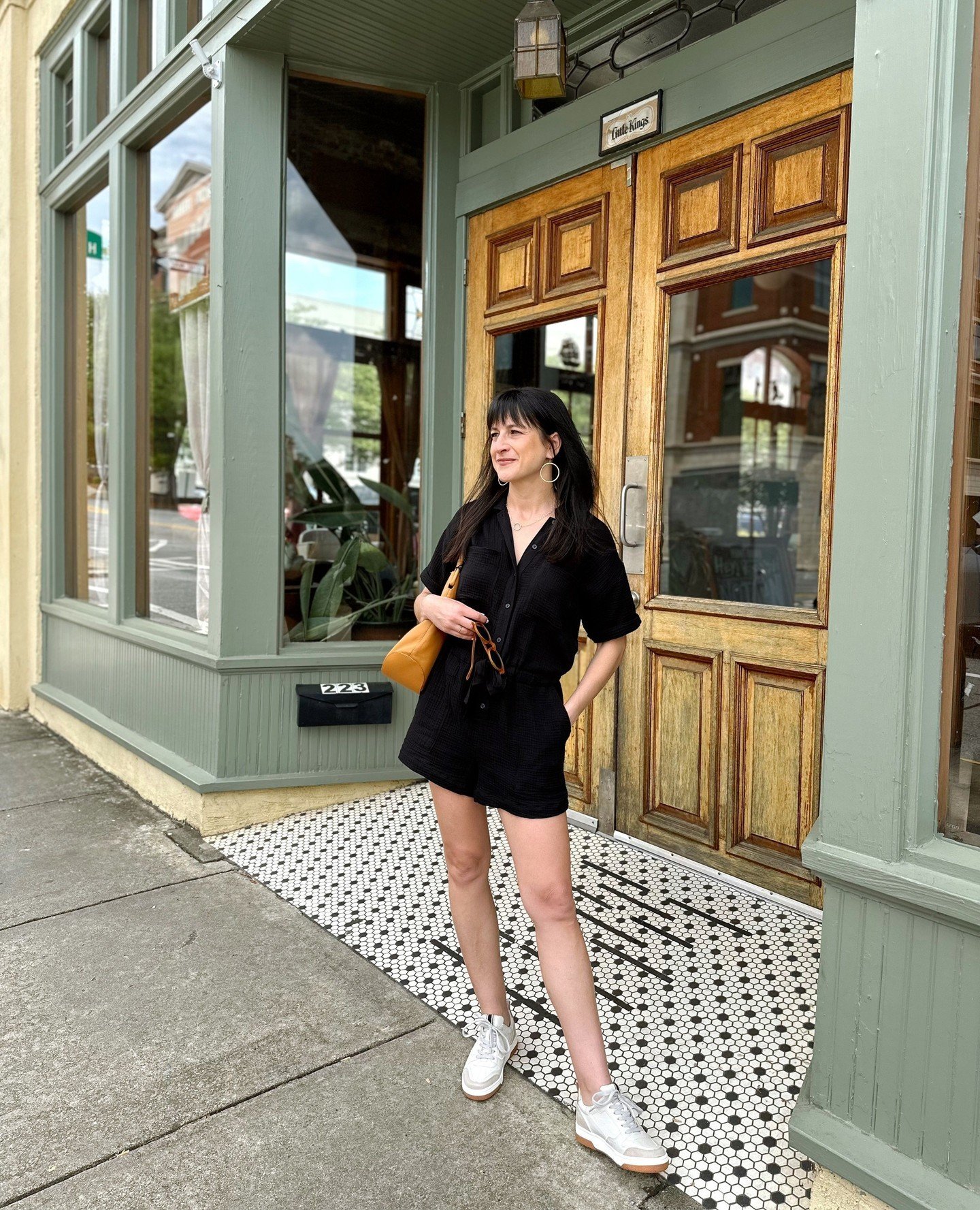 Introducing: the linen romper of your dreams! Lightweight, drawstring waist, the PERFECT length... it truly does it all! Comment &quot;🖤&quot; to be sent a link with all the details to purchase!