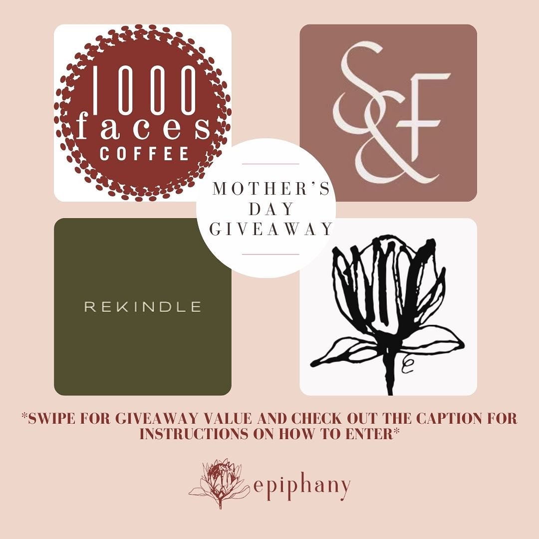 we are SO excited to announce our Mother&rsquo;s Day Giveaway in partnership with some amazing businesses!✨ 

HOW TO ENTER: 
1. must be following all 4 profiles:
- @epiphanyathens 
- @1000facescoffee 
- @rekindlecandle.co 
- @stampedandfinch 

2. lik