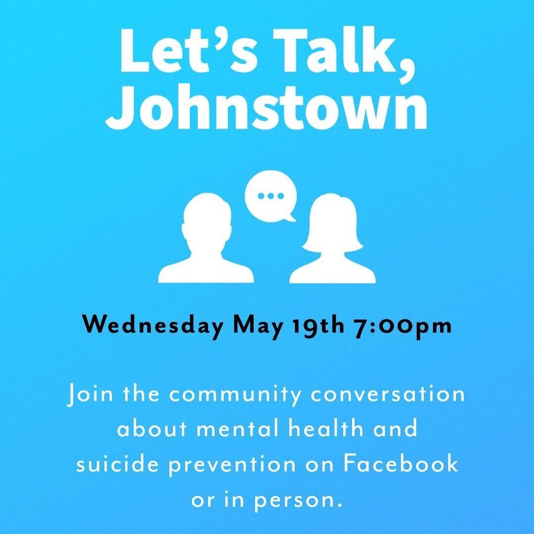 Let's talk, Johnstown. 

Mental Health and Suicide Prevention.

May 19th. 7:00pm. 

Joining the Mayor, Police Chief and myself will be Licking County Health Commissioner Chad Brown, representatives from Mental Health of Licking County, local clergy, 