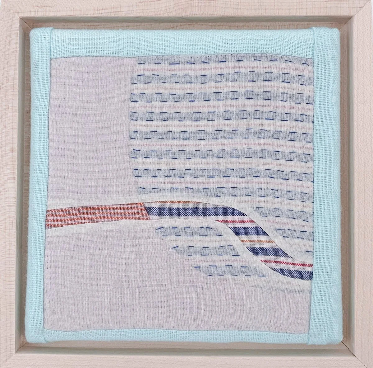 CHANNELS 1 + Linen and cotton fabrics; 5 x 5 inches