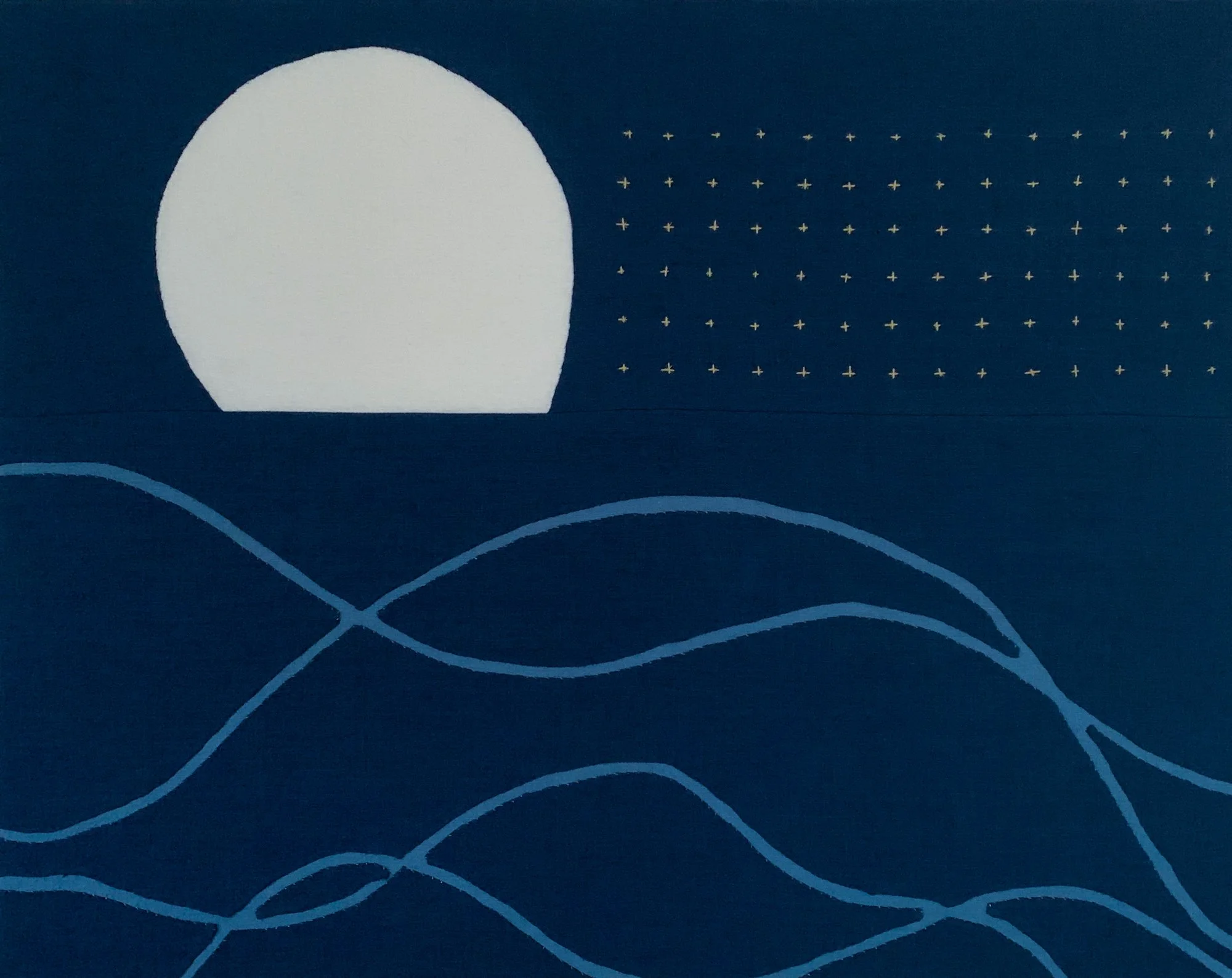 EVERY NIGHT, THE SEA + Linen and cotton fabrics; 29 x 23 inches