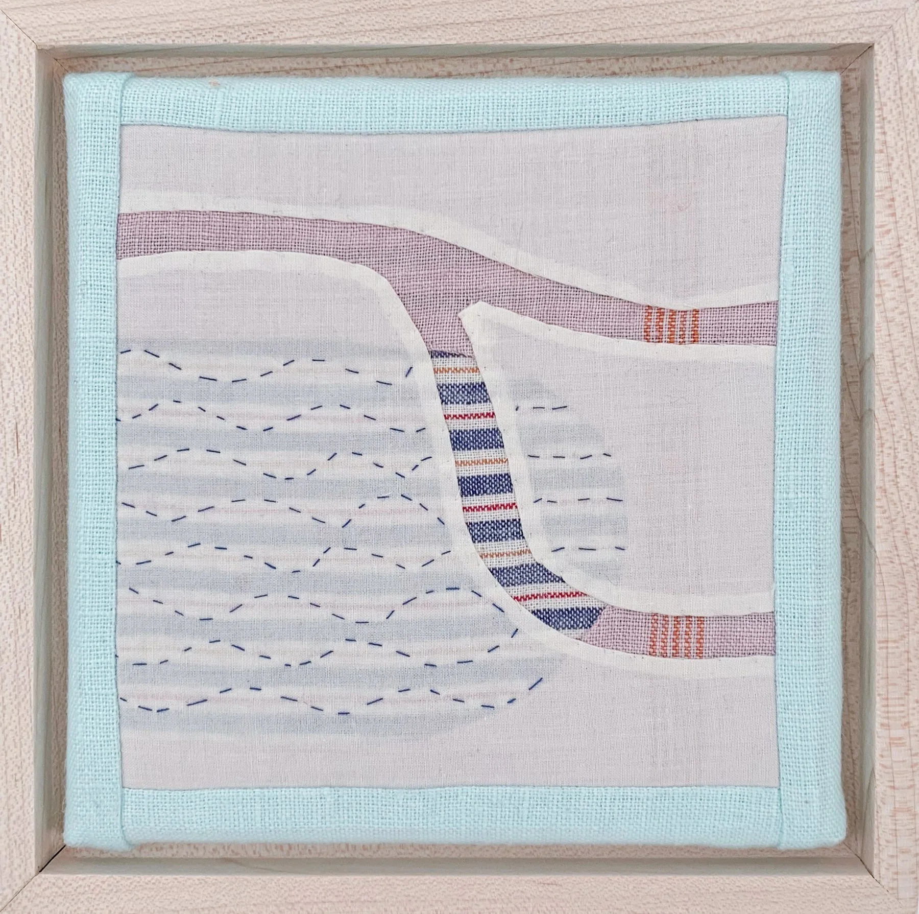 CHANNELS 2 + Linen and cotton fabrics; 5 x 5 inches