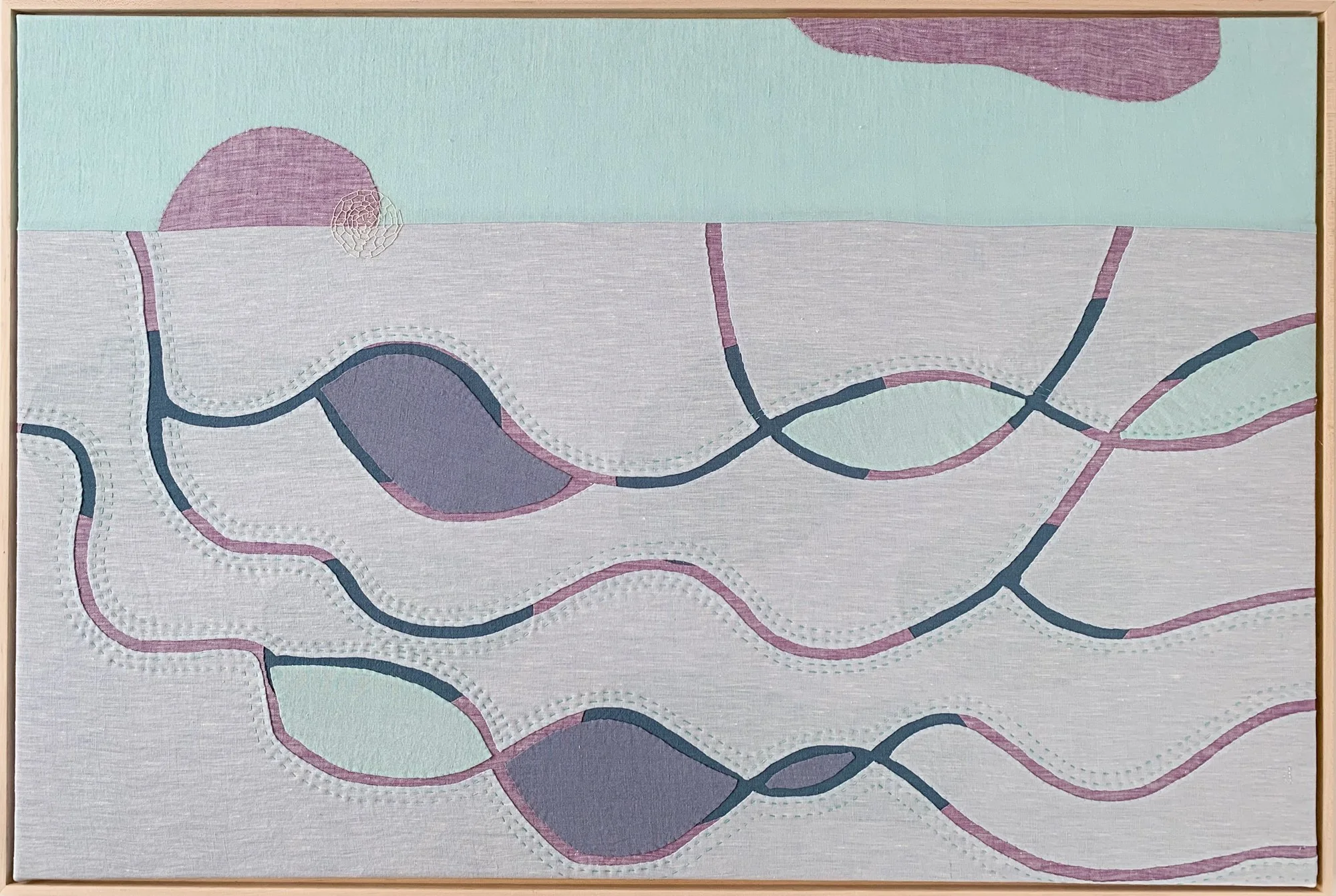 BEACH PARTY + Linen and cotton fabrics; 36 x 24 inches