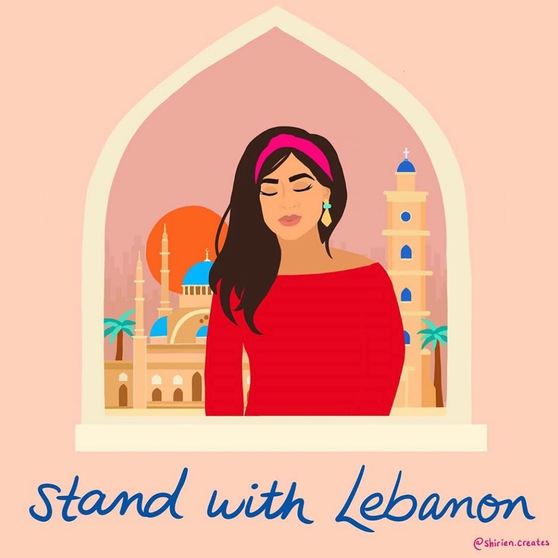 Our hearts are with Lebanon and it&rsquo;s citizens. Check out our story for ways to help and offer support 🖤💔 image by @shirien.creates