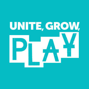 Live Grow Play on teal background