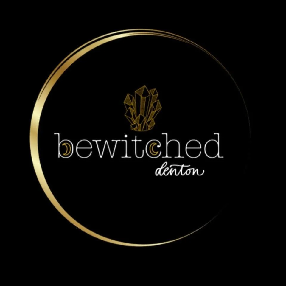 Bewitched Denton logo on black in gold