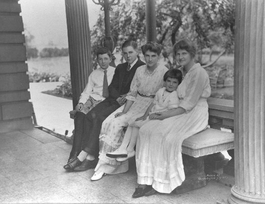 The children of Frank C. and Elizabeth Brady Ball. From left to right: Frank Elliott, E. Arthur, Margaret, Rosemary, and Lucy