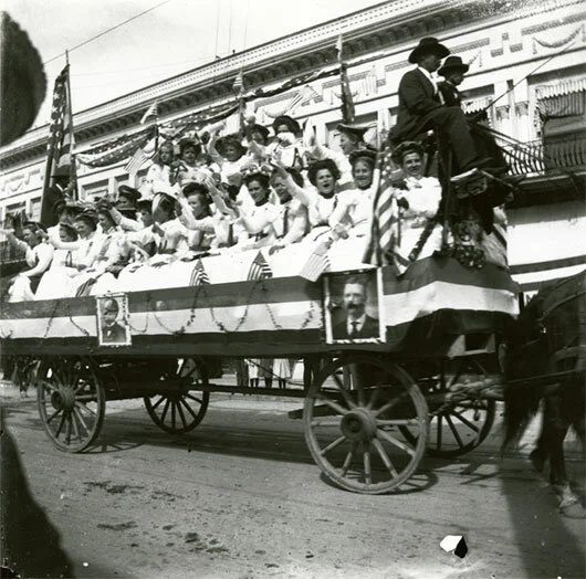 It wasn’t just businesses that came out to show their support. The Indianapolis Journal reported that several wagons of young women dressed in white also came out to back the Republican ticket. Minnetrista Heritage Collection