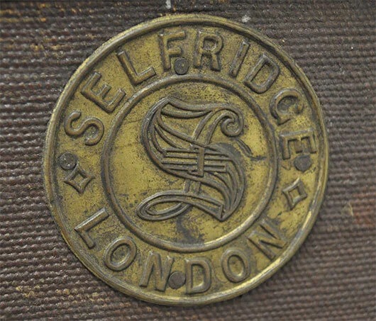 The Selfridges tag that adorns each end of Sarah McCulloch Keiser’s steamer trunk.