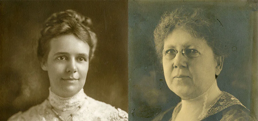 Pictured here are Bertha Crosley Ball (left) around 1908, and Sarah Rogers Ball (right) around 1917. Minnetrista Heritage Collection