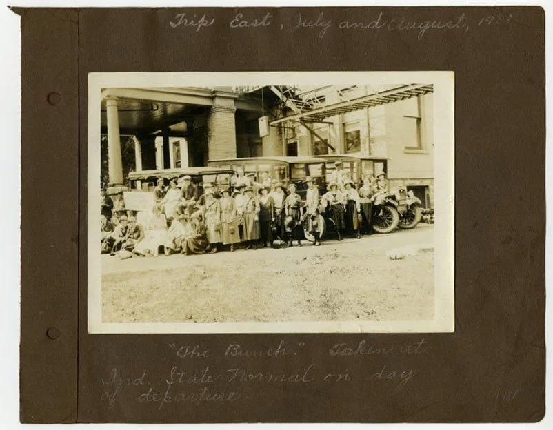  In 1921, “The Bunch” gathered to have their picture taken prior to leaving from the Indiana State Normal School in Muncie for a trip to Niagara Falls.&nbsp; 