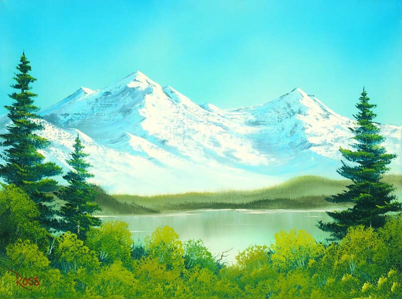 Easy Majestic Mountains - Simple Bob Ross Painting For Beginners! 
