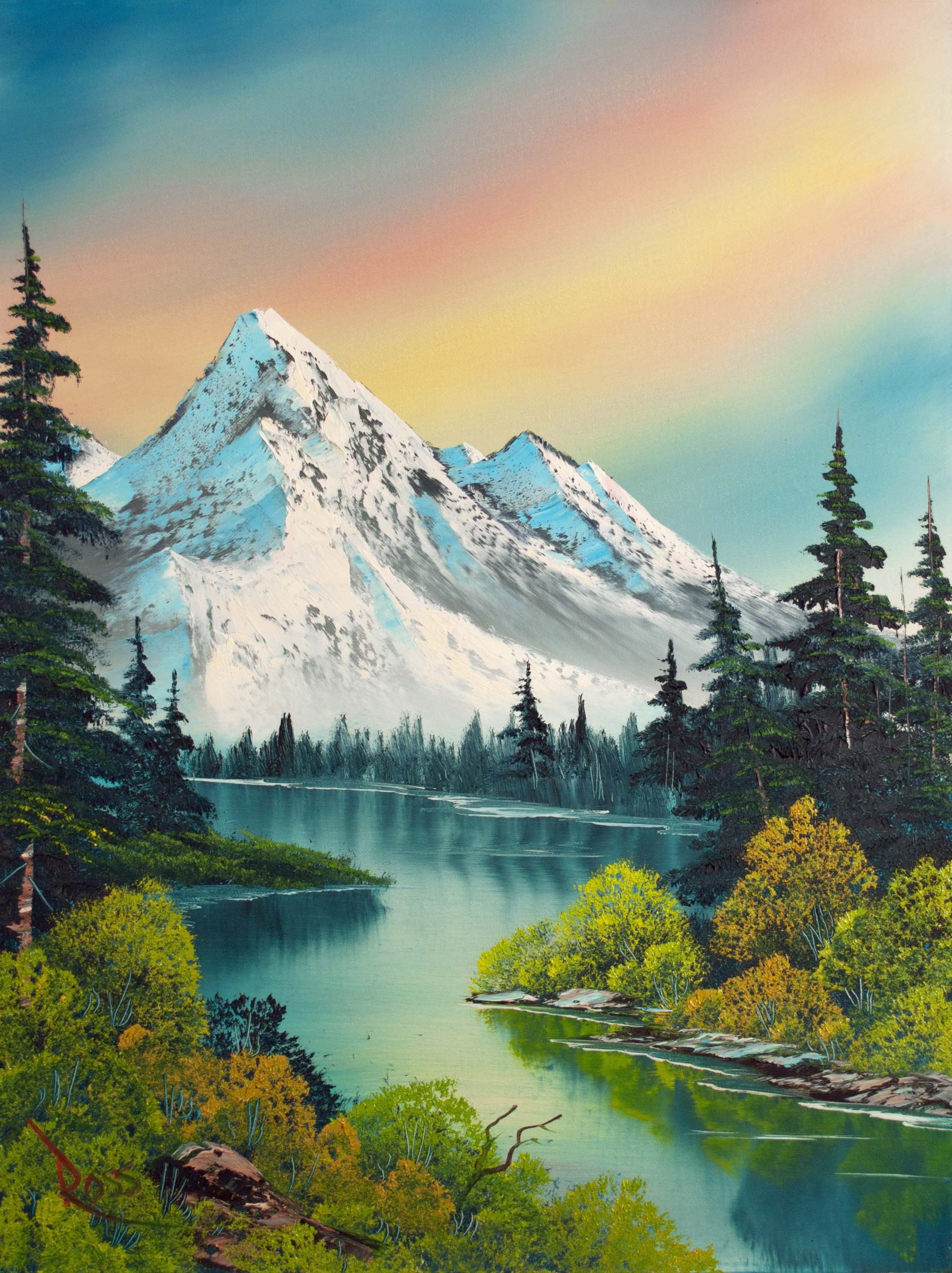 Mountain Reflections. Painting #4. Bob Ross Painting Binge Continues. - Home