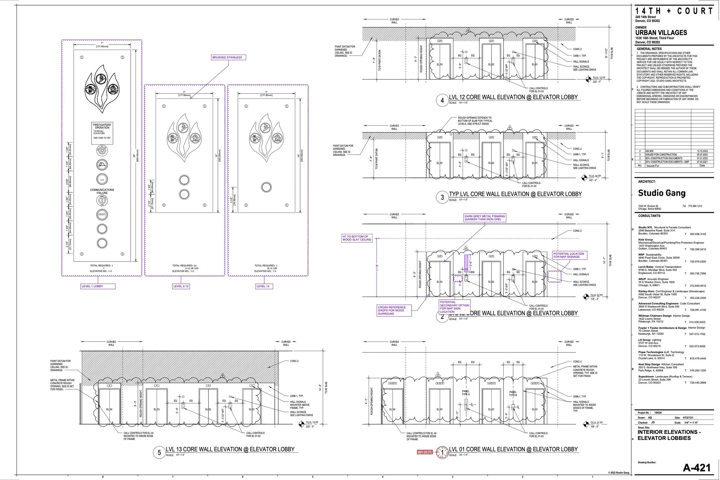 A-421_ INTERIOR ELEVATIONS - ELEVATOR LOBBIES Rev.19 markup.jpg