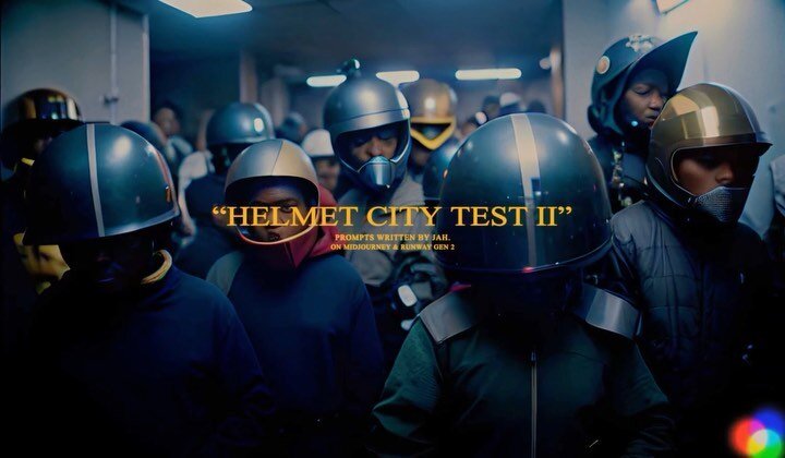 Yerrr, The exploration of Film &amp;  AI continues 🖖🏾

This is #HelmetCity Test II 

An all-AI-generated video using #HelmetCity images generated on #Midjourney and combining them with written prompts on RunwayML&rsquo;s Gen2 Text to Video (@runway