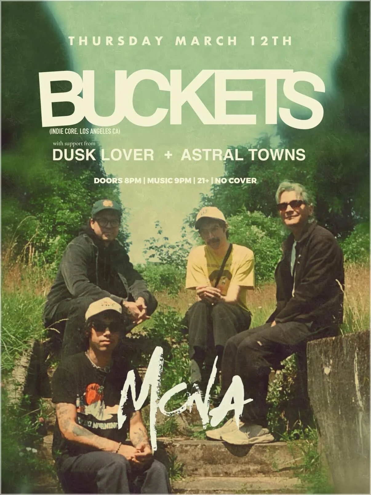 Buckets returns to El Paso next month! 🌵 joined by the mighty @dusklover.tx and @astraltowns, don&rsquo;t miss a killer Thursday night on March 12th at @mona_bar_of_modern_art 🎭 FREE &bull; 21+ &bull; 8:00pm doors. 

More Buckets spring dates:
MAR 