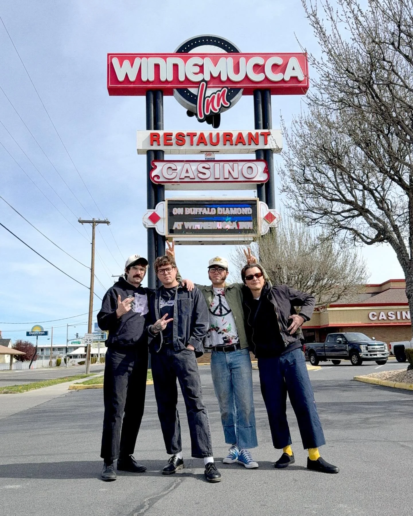 Lost it all at the Winnemucca casino last night, but we&rsquo;re winning it all back during TREEFORT WEEKEND ⚔️ catch us on the road to Boise as we play a few killer shows with all our friends along the way 🏰🪩 see you in Reno tonight at @greenhouse