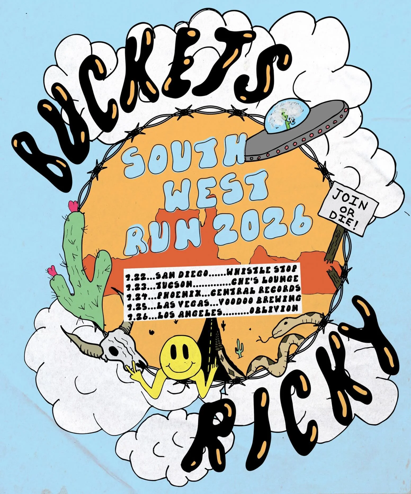 TWO BANDS ✨ FIVE CITIES ✨ ONE ABSOLUTELY UNHINGED TOUR

From the scorched highways of San Diego to the gutters of Los Angeles&hellip; BUCKETS and RICKY are joining forces for a run of shows so massive, so emotionally catastrophic, so spiritually loud
