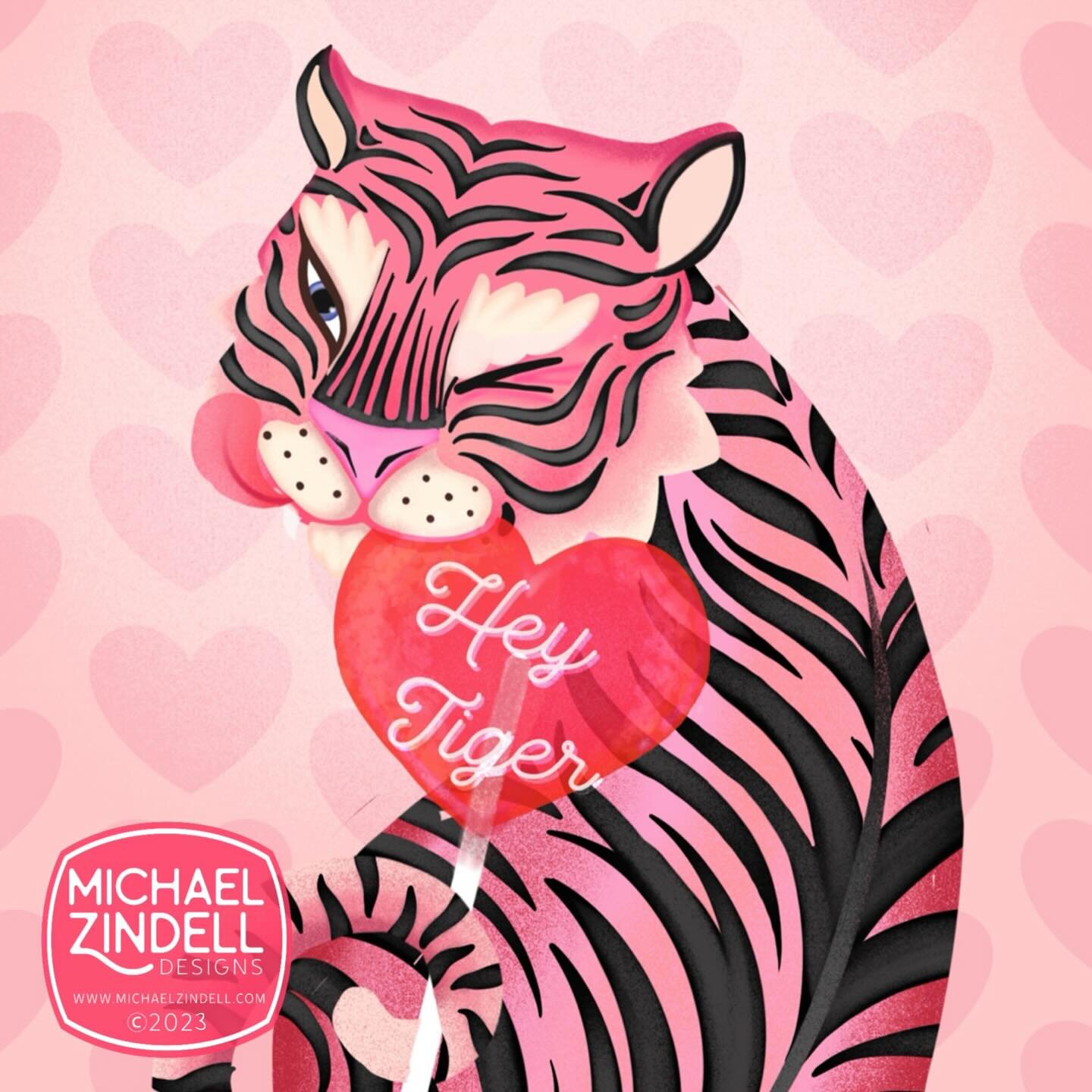 Hey Tiger! #valentinesart #valentines_day #pinktiger #heartshapedcandy