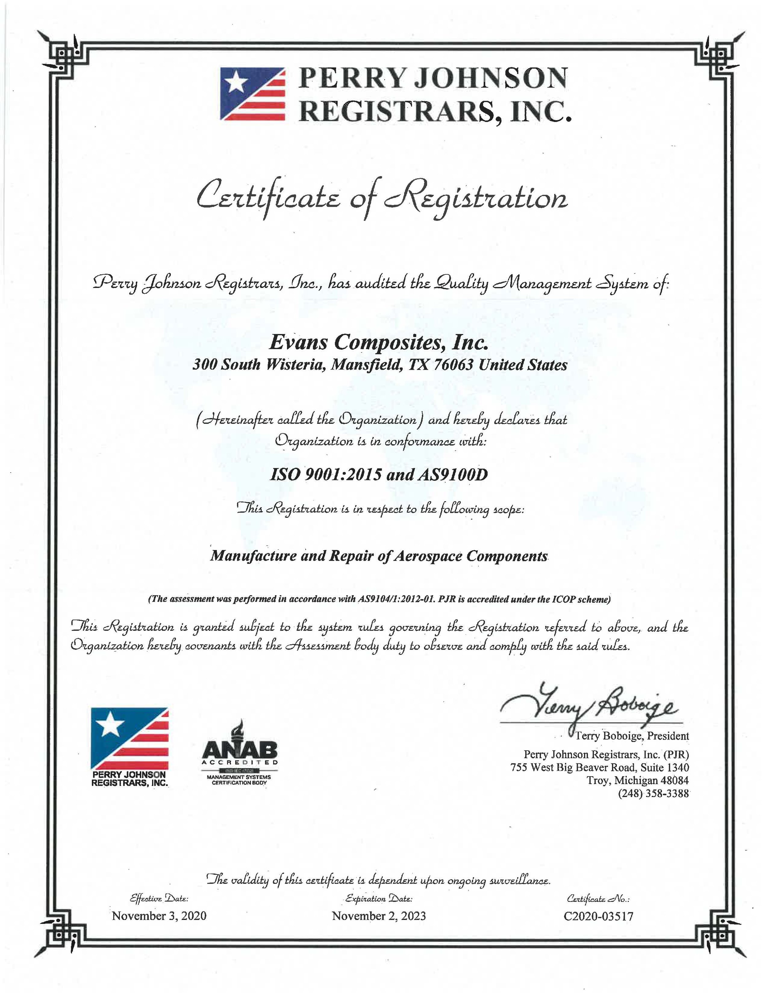 ECI AS9100D Certification