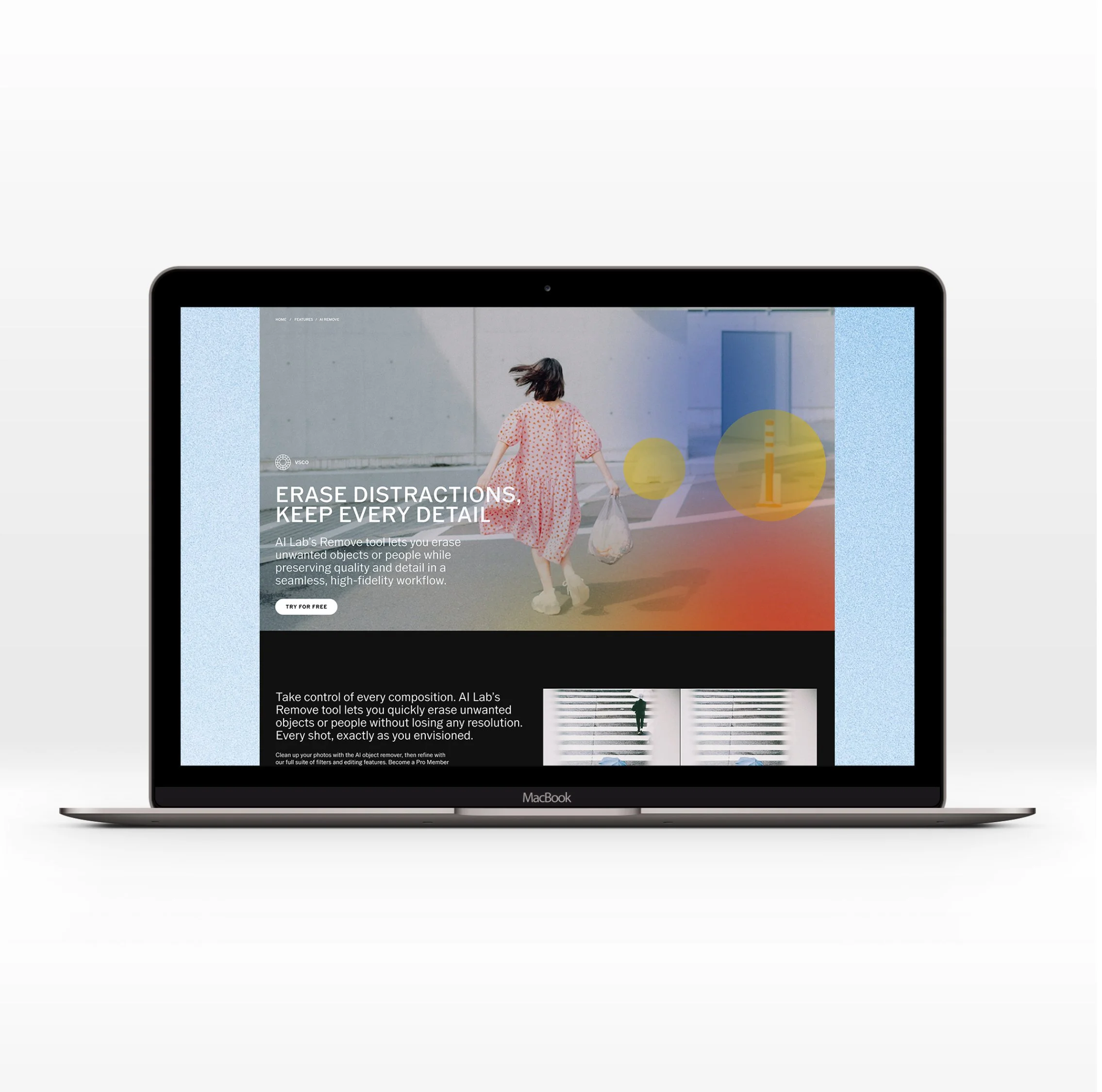 Website design for VSCO AI Lab. Page layout. AI Branding and Design for VSCO AI Lab by Kirsten Townsend.