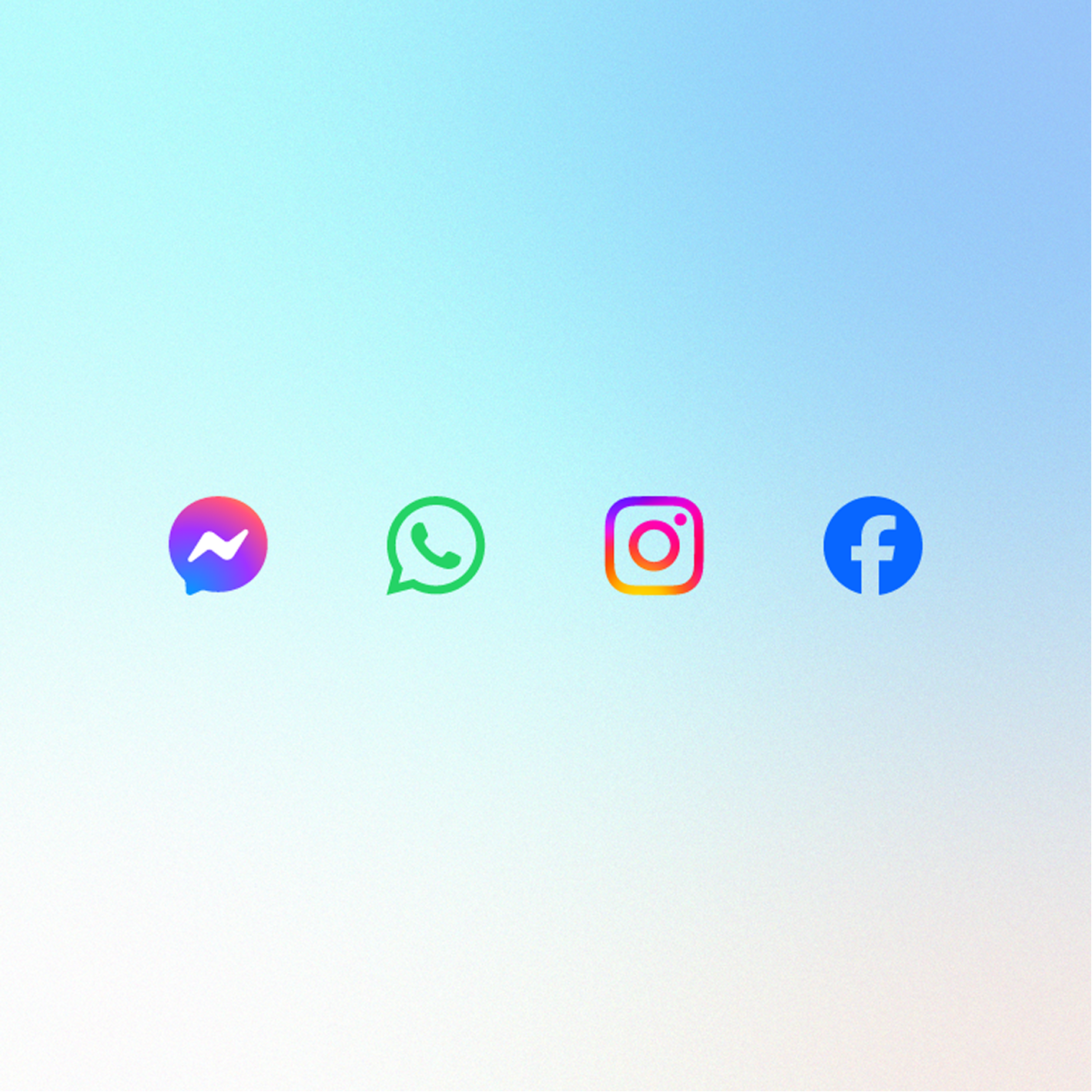 Icons for Facebook Messenger, WhatsApp, Instagram, and Facebook on a light gradient background.
