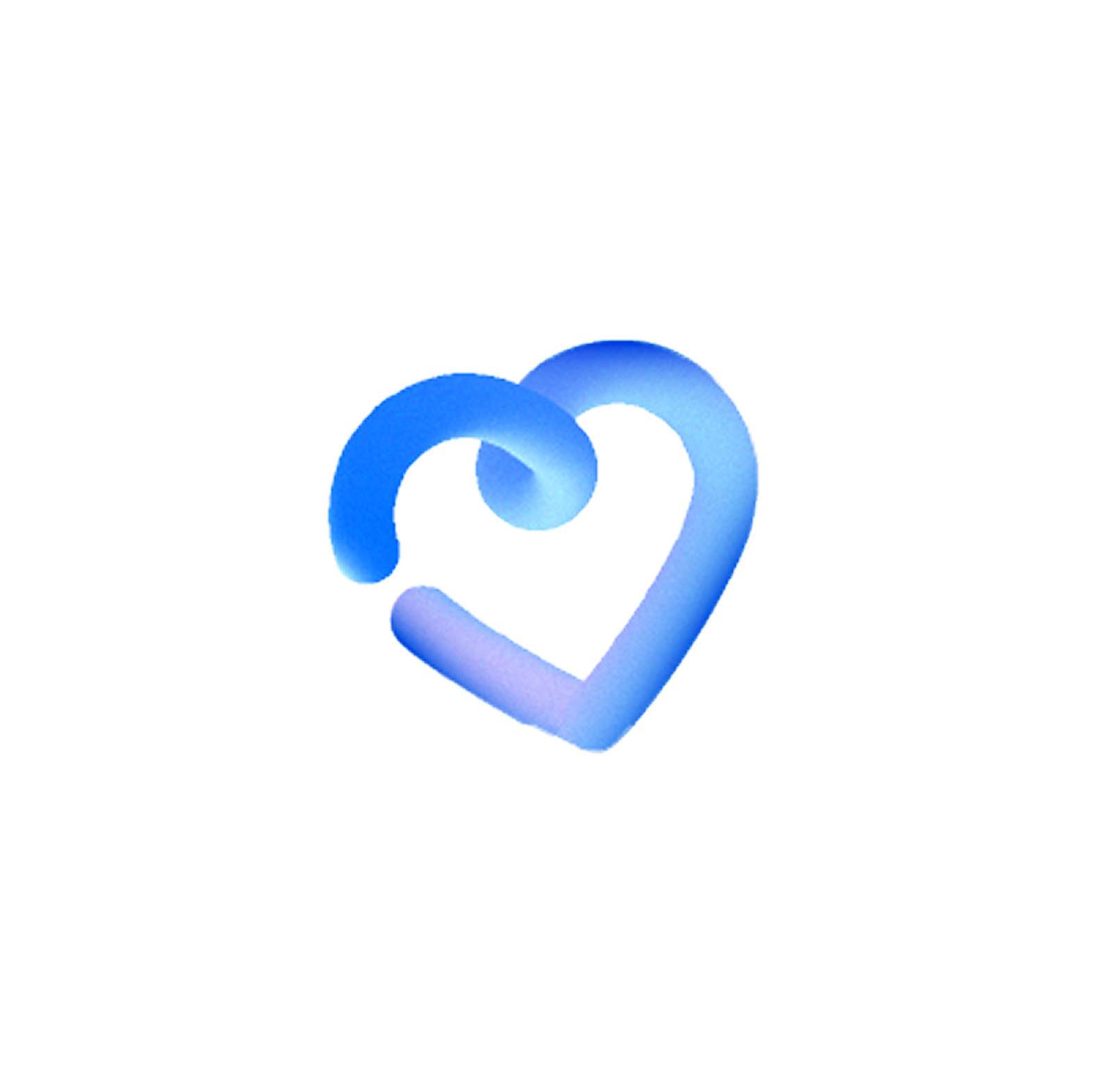 A stylized blue heart with a swirl integrated into its design.