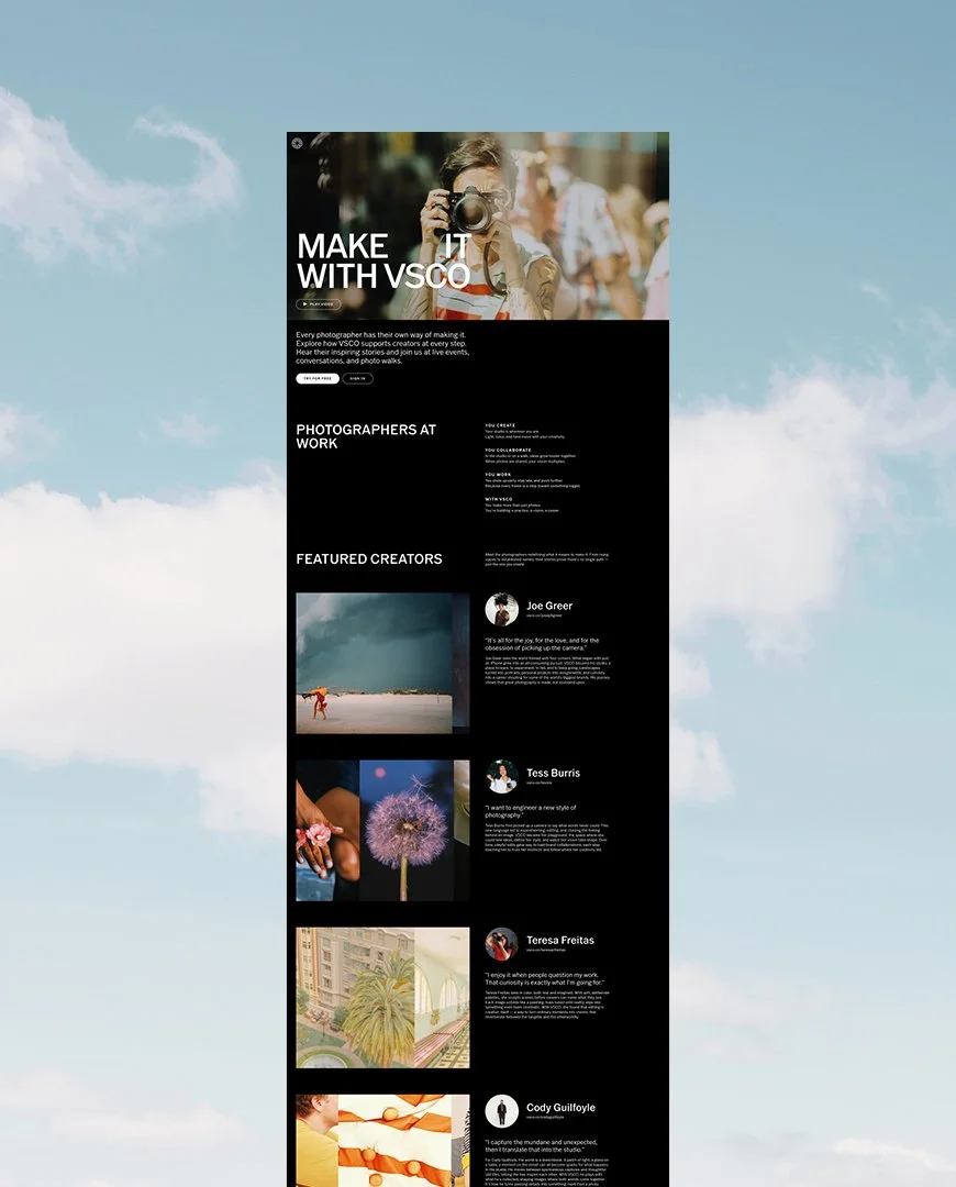 MAKE IT WITH VSCO WEBSITE