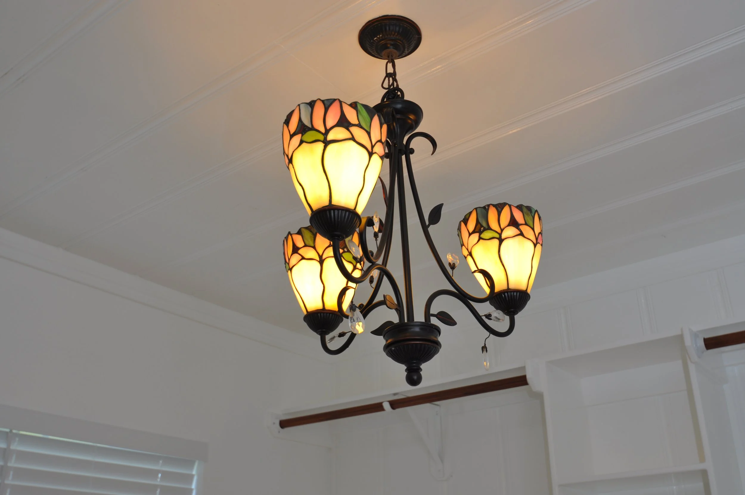 Vintage 'Tiffany' lighting in the master closet