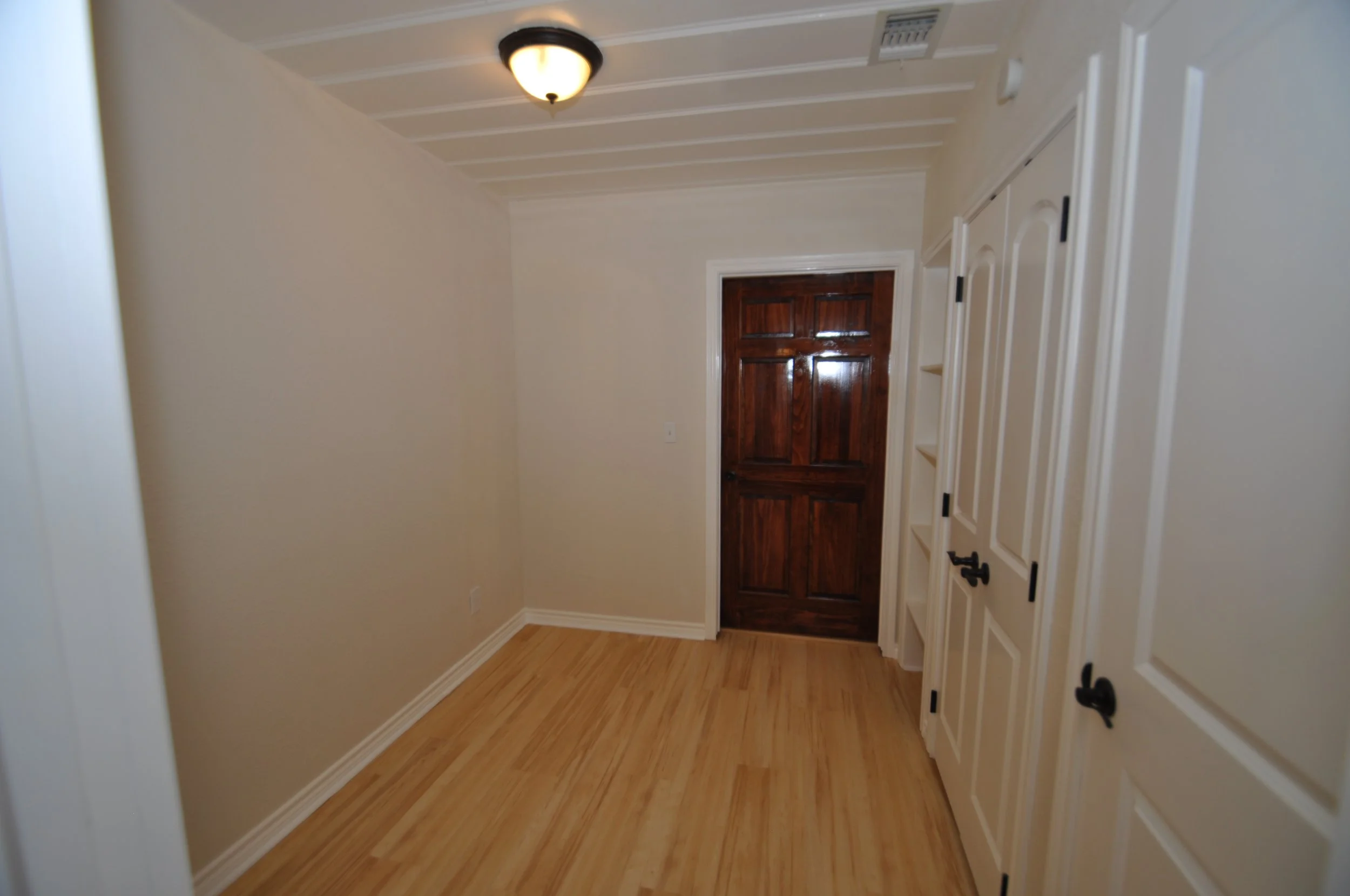 From kitchen door to the entrance room to the master bedroom. This creates great privacy for the bedroom PLUS additional space for maybe a small office or sitting/gaming room?