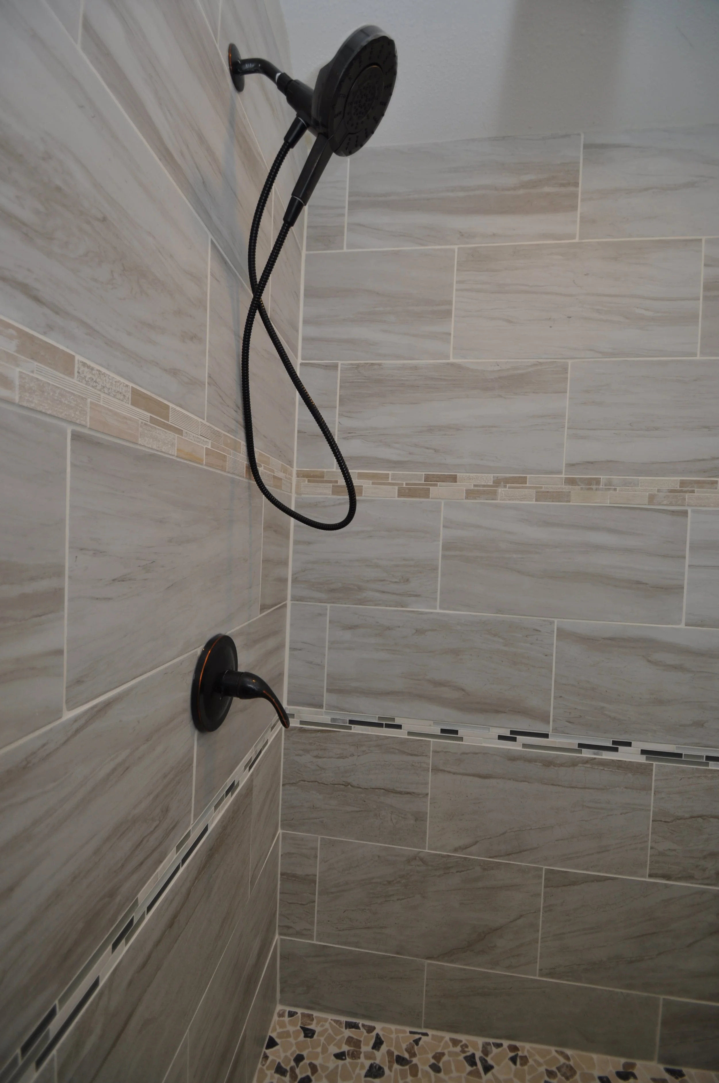 Detail of master tiled shower