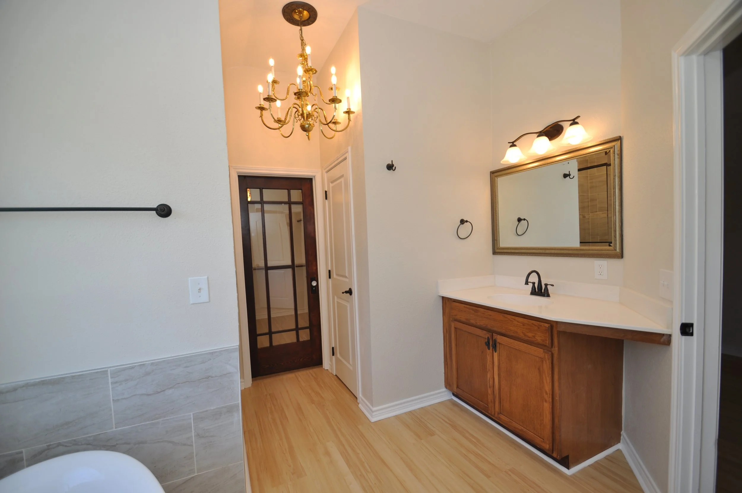 Master vanity with marble counter