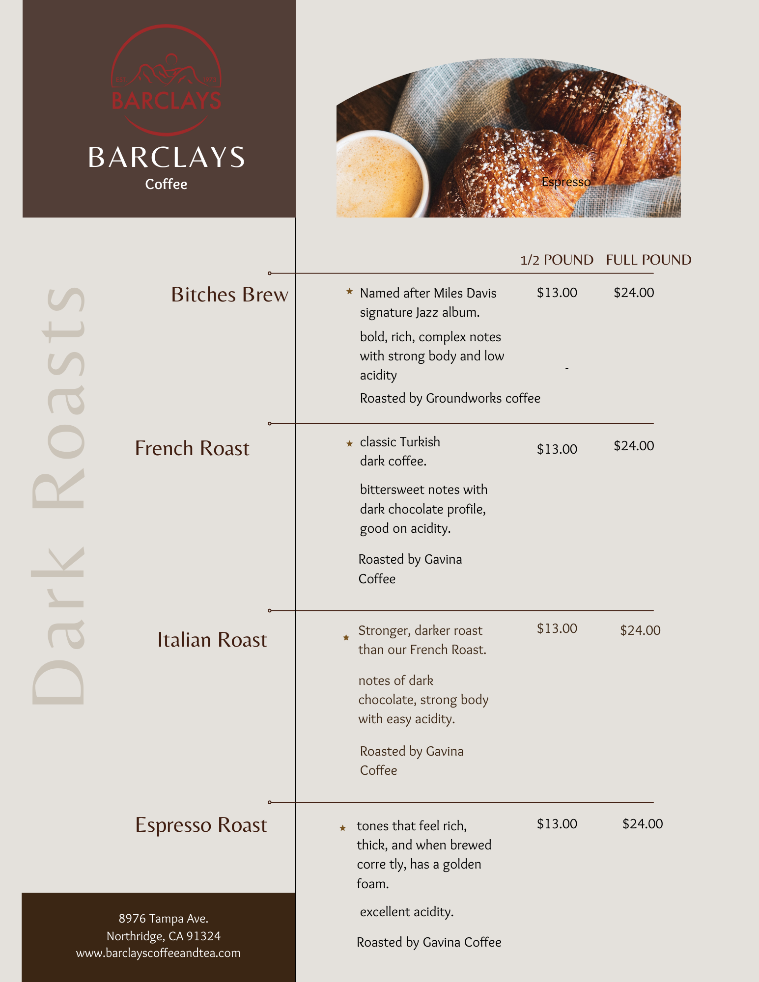 Our Coffee Selection — BARCLAYS