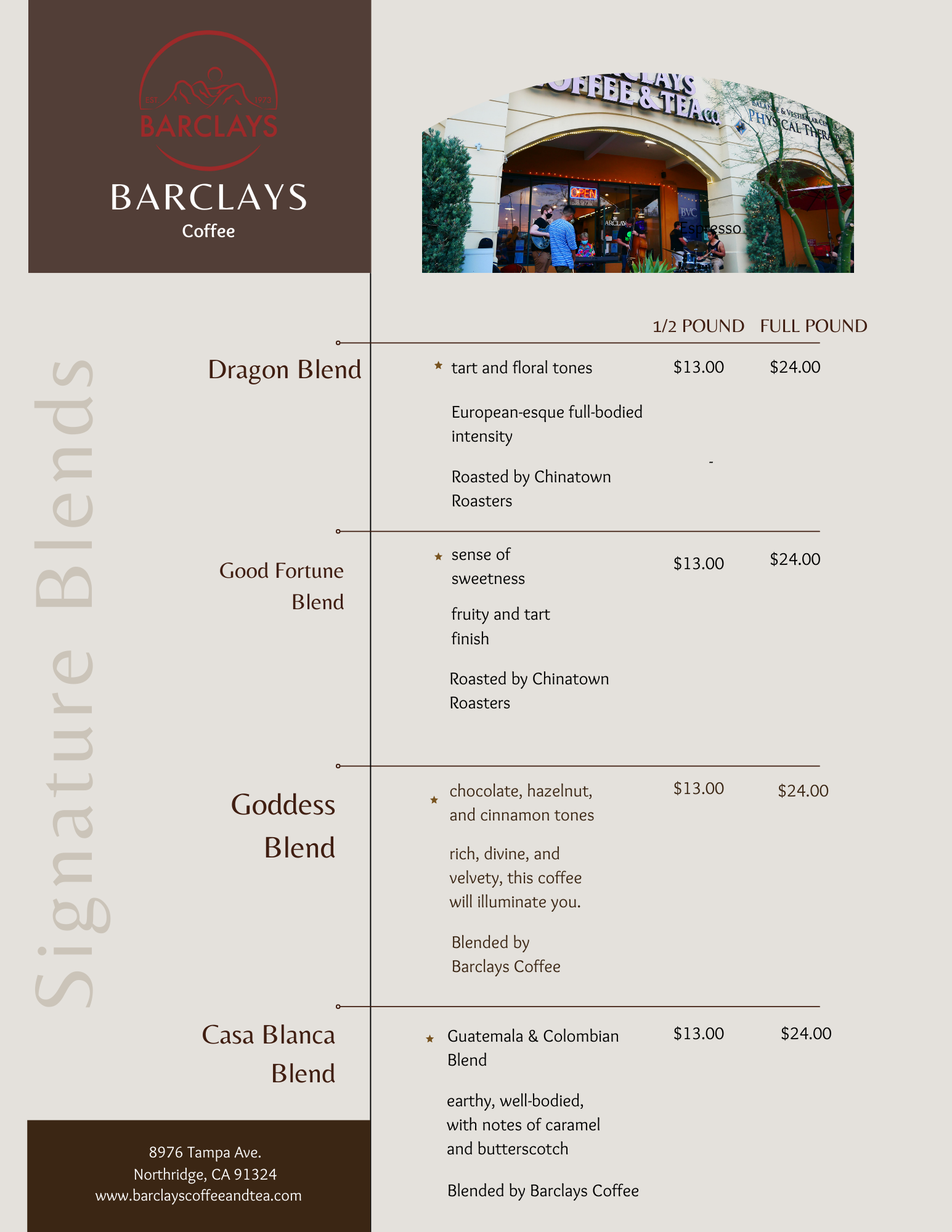 Our Coffee Selection — BARCLAYS