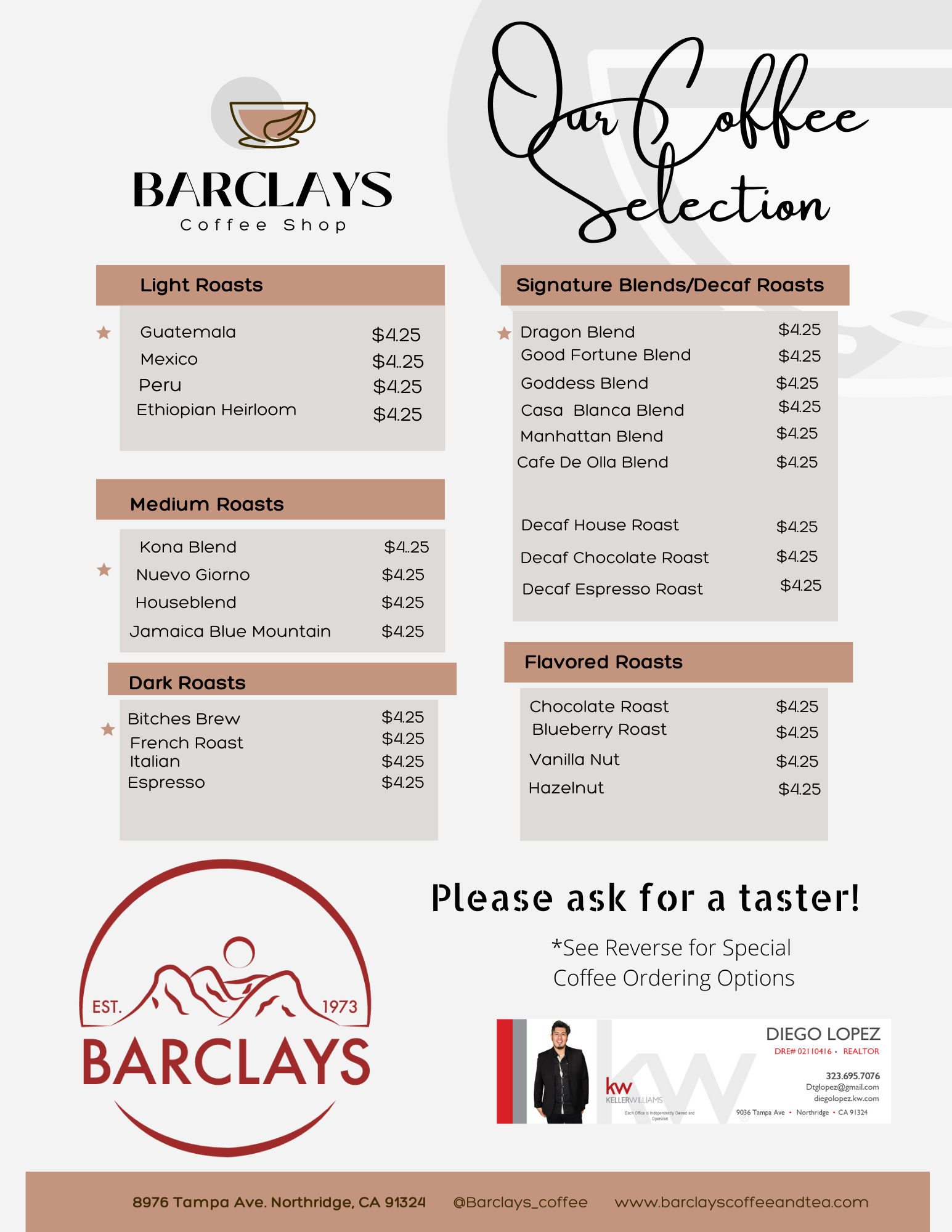 Our Coffee Selection — BARCLAYS