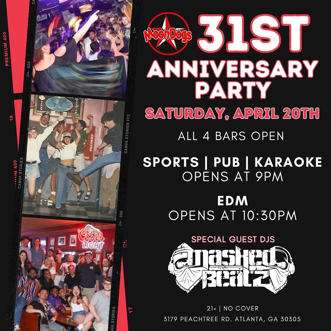 This Saturday marks a special night for our Moondogs family! 31 years of laughing with friends, slinging drinks, cheering with good company and dancing the night away. We hope you&rsquo;ll celebrate all our fond memories over the years! We even have 