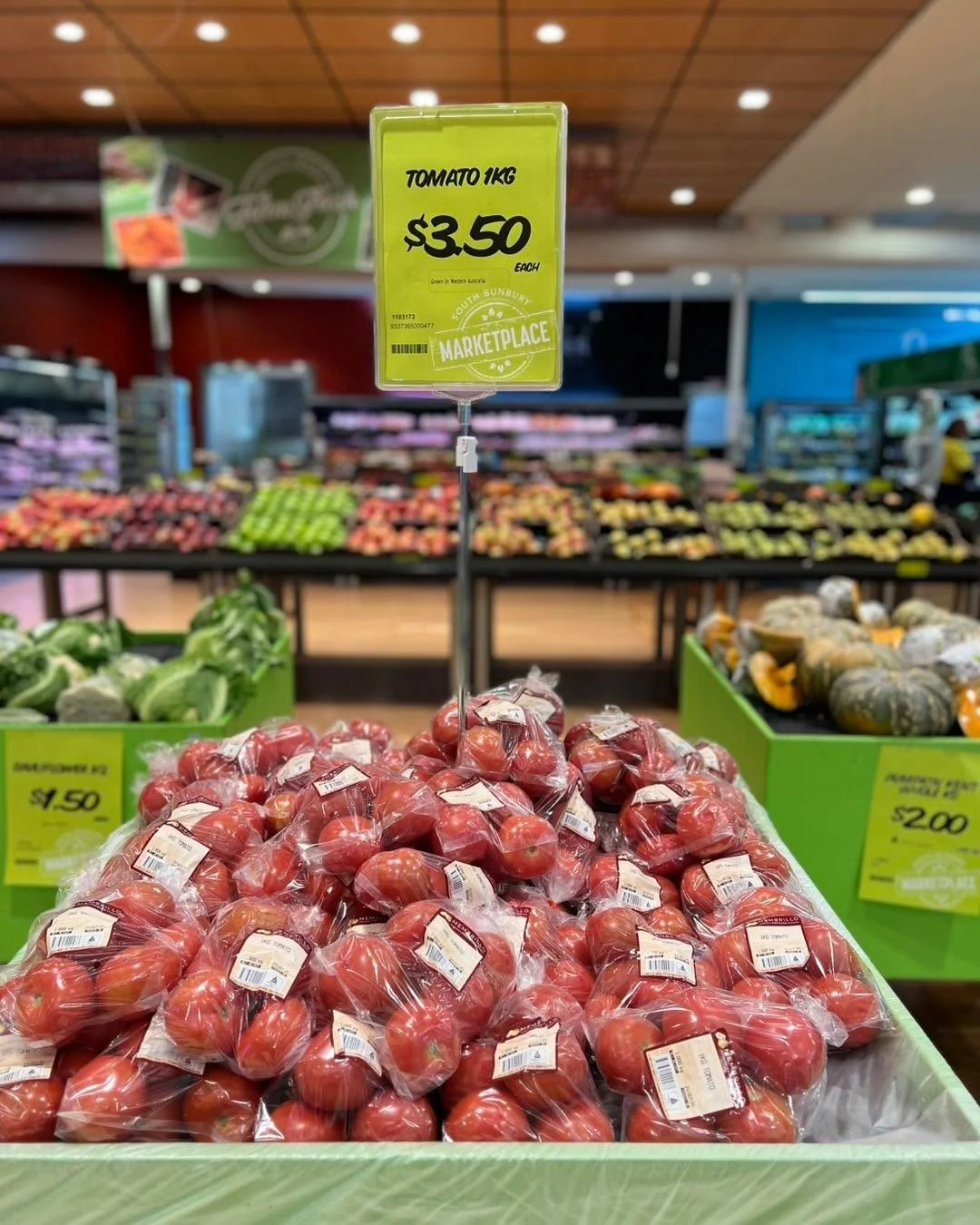 Weekly Fresh Produce Specials at South
Bunbury Marketplace. Enjoy top-quality fruits and vegetables at amazing prices &mdash; updated weekly to keep your shop fresh and affordable.

1kg Pre-packed Tomato $3.50 each
Cauliflower $2 each
Continental Cuc