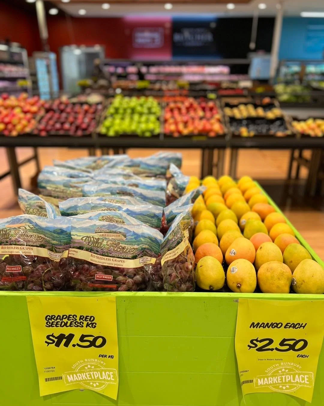 Fresh Savers at South Bunbury Market Place!

Get your favourites at fresh prices this week:

Spring Onion $1.50 each
Mangos $2.50 each
Red Seedless Grapes $11.50/kg
Celery $2.50 each

Prices run 30/10/25 &ndash; 5/11/25

Freshness and value all week 