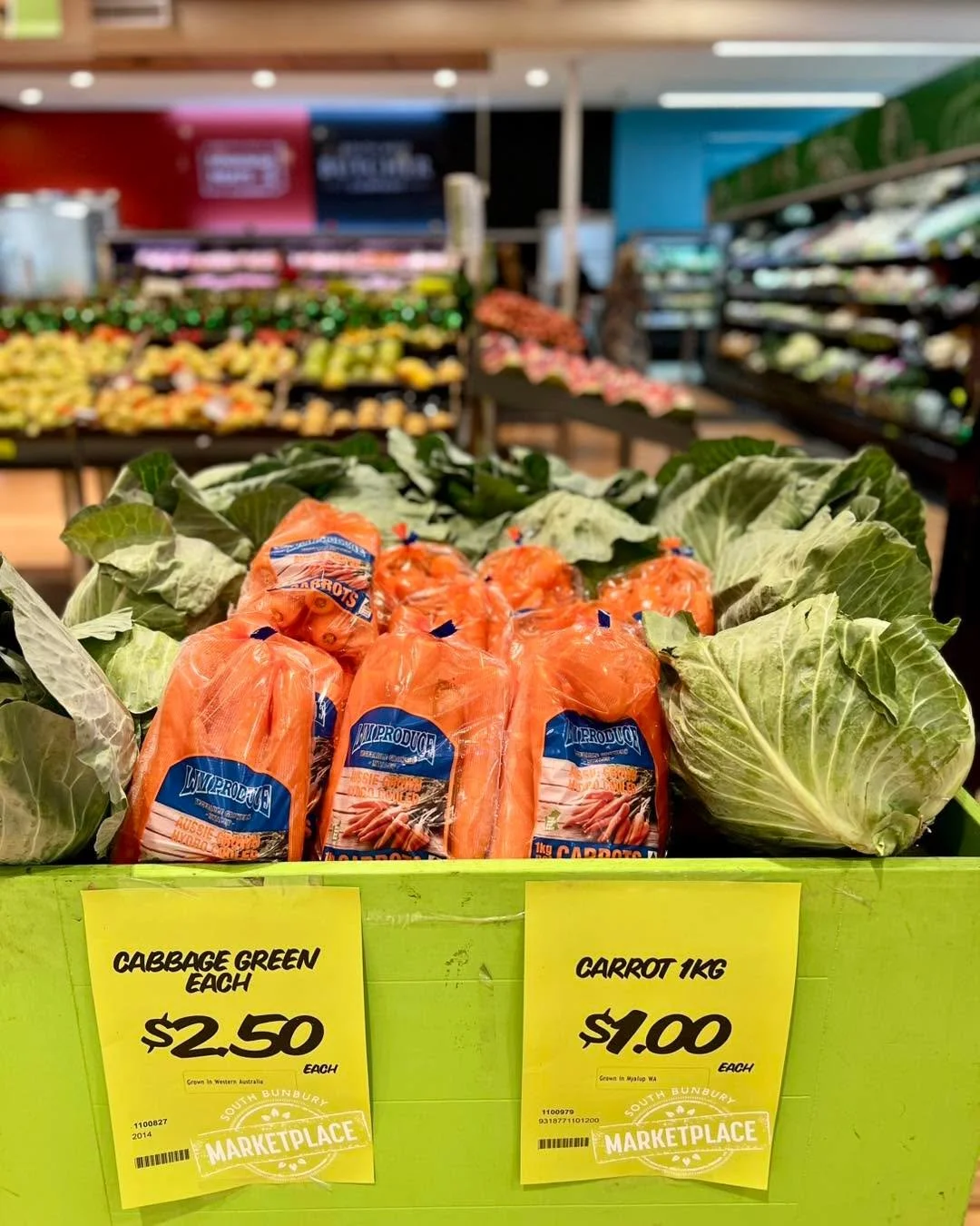 🥕🍉 Fresh Fruit &amp; Veggie Saver Prices at South Bunbury Marketplace! 🥒🥬

Zucchini &ndash; $1 each
Celery &ndash; $1.50 each
Cabbage &ndash; $2.50 each
1kg Carrots &ndash; $1 each
Seedless Watermelon &ndash; $2.50 per kilo

Fresh, affordable, an