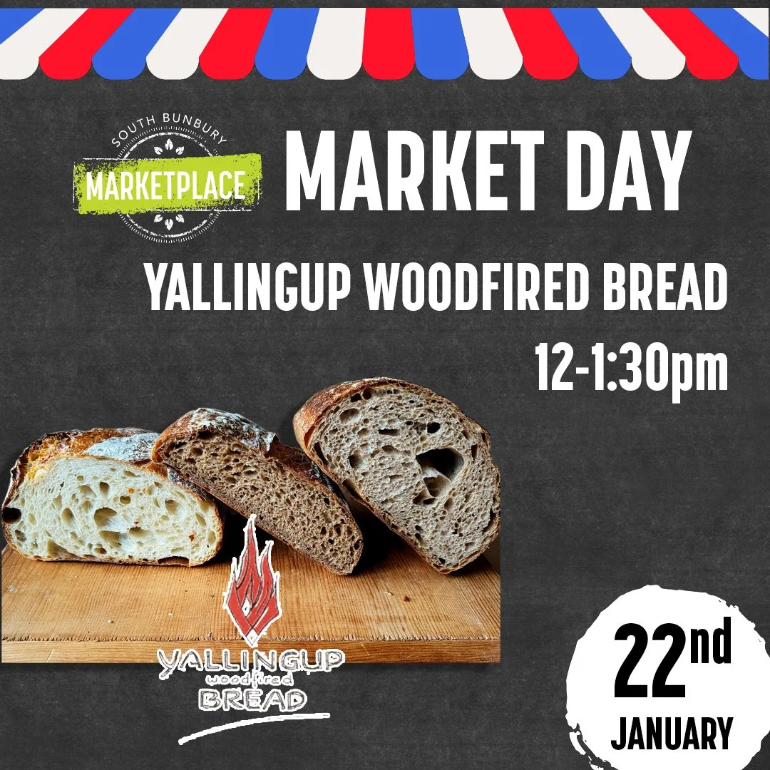 It's Market Day Today at South Bunbury Marketplace 

Come down and taste the delicious Local Yallingup Woodfired Bread! available in-store between 12 - 1.30pm today only. 

 #southbunburymarketplace #sbmarketplace #yourlocalmarketplace #buywesteatbes